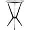 Black Aluminum Hourglass Shaped Stand Accent Table with Clear Glass Top 16" x 16" x 24"